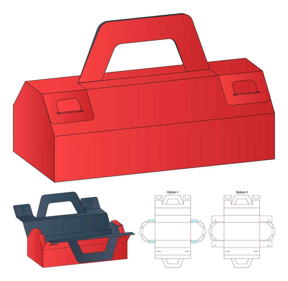 Box packaging die cut template design. 3d mock-up vector