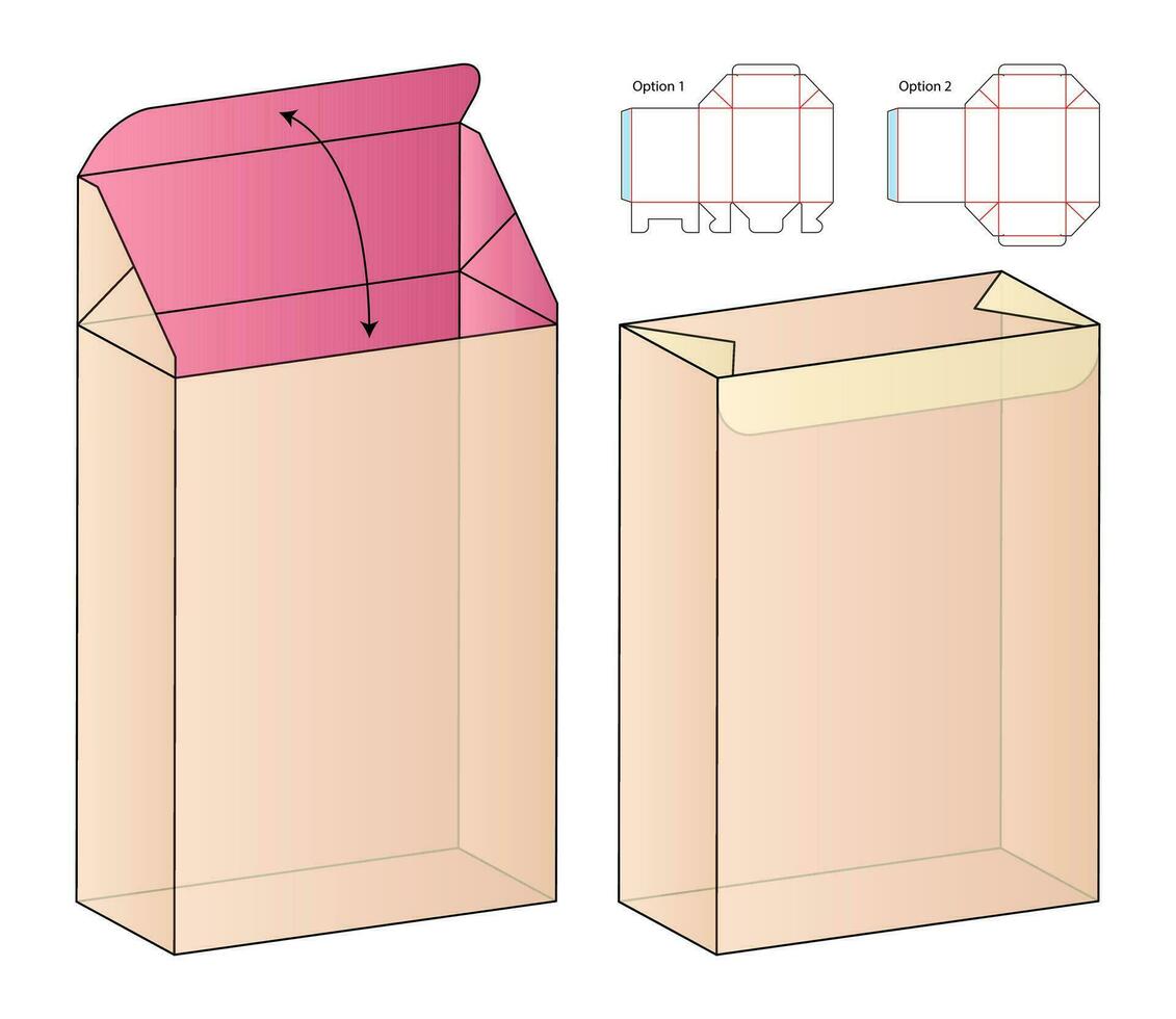 Box packaging die cut template design. 3d mock-up vector