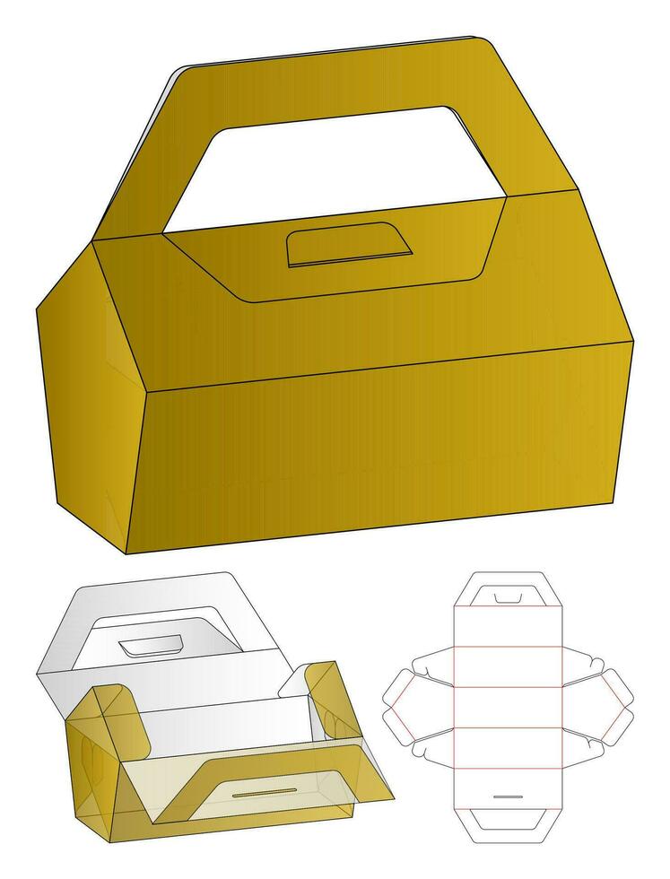 Box packaging die cut template design. 3d mock-up vector