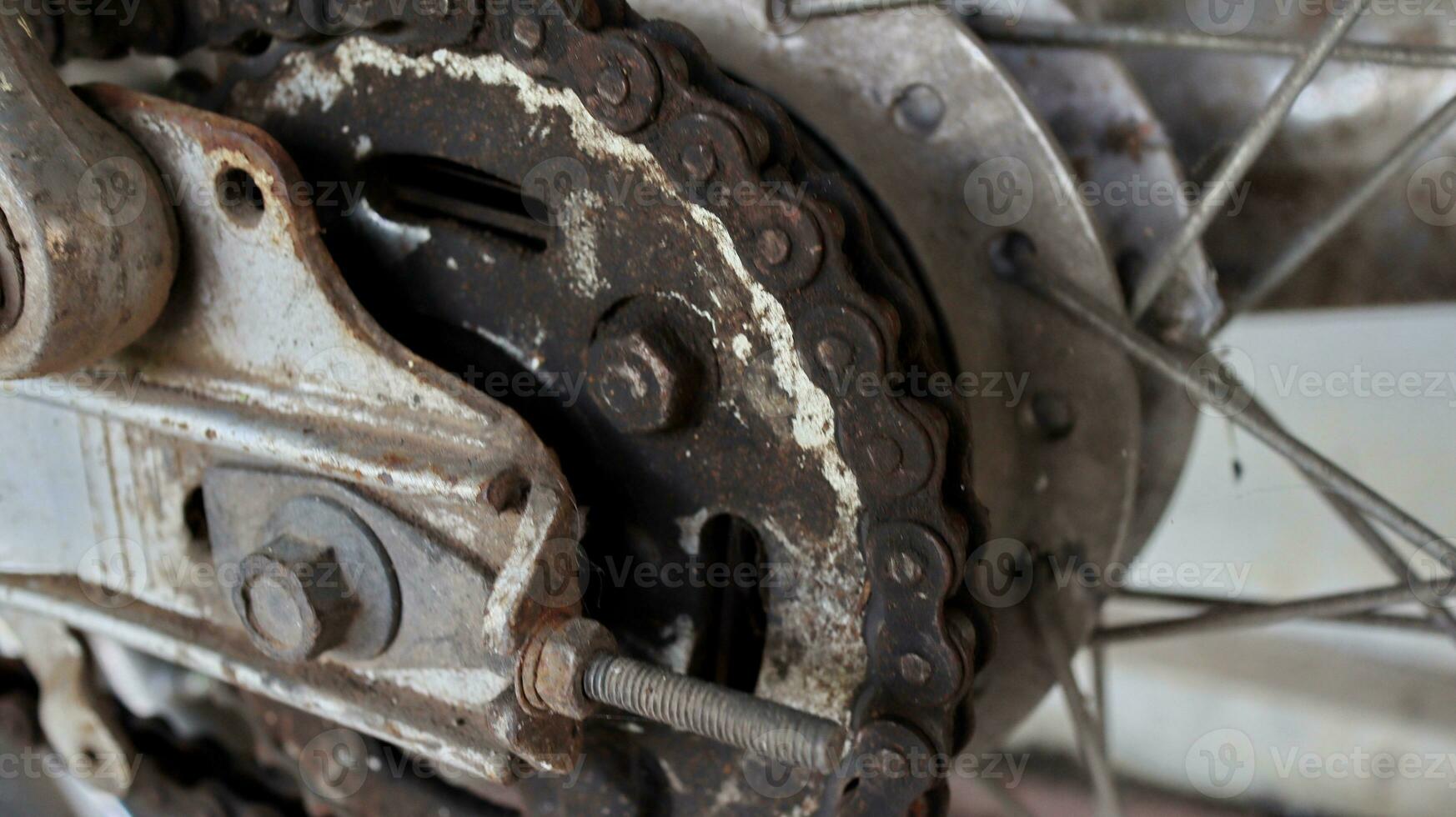 motorcycle tires that are worn and rusty but are still usable photo