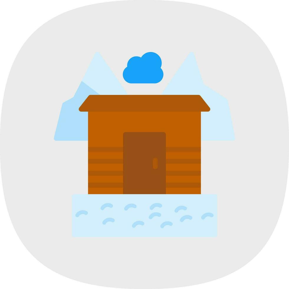 cubierto de nieve pueblo vector icono diseño