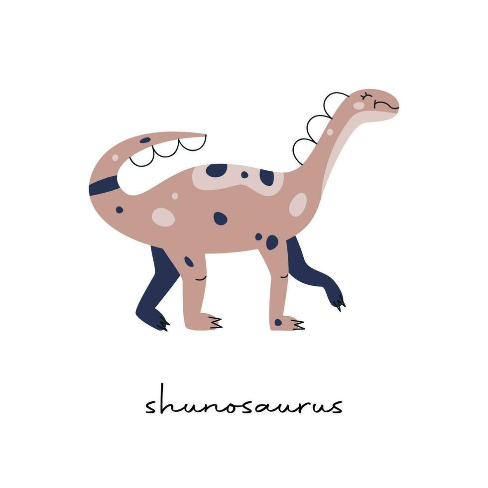 Flat vector Flat hand drawn vector illustration of shunosaurus dinosaur