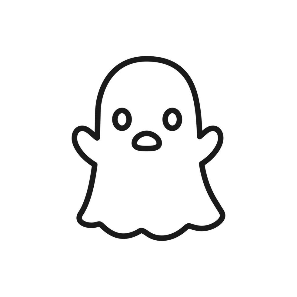 Cute Ghost icon logo outline line art. Simple flat style vector design element. Halloween creepy horror images.