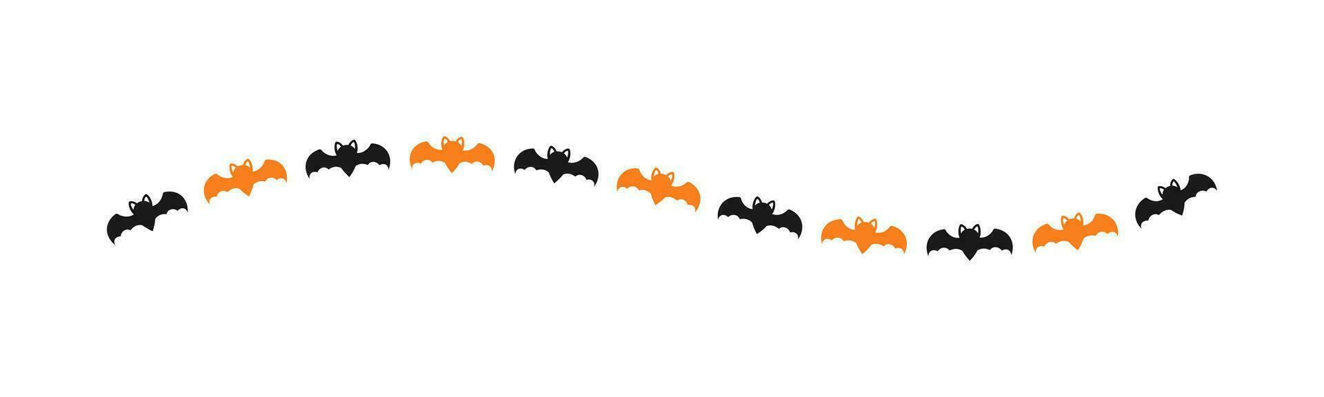 Separator Border illustration line of bat icon silhouette pattern for Halloween day concept of autumn season vector