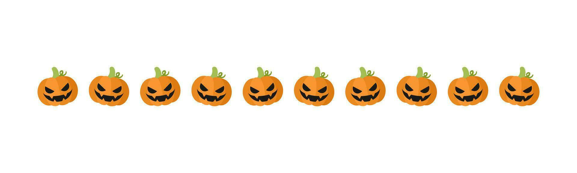 Separator Border illustration line of cute jack o lanterns, evil pumpkin, trick or treat pattern for Halloween day concept of autumn season vector