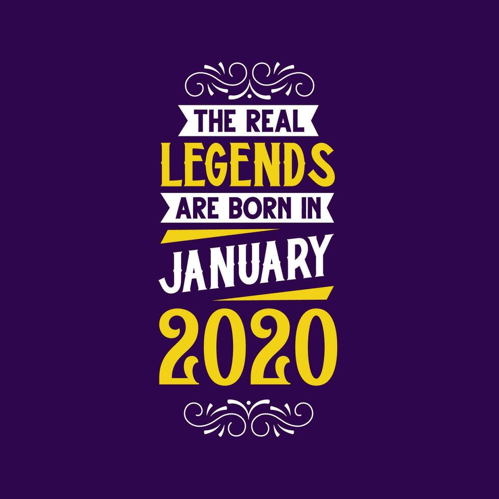 el real leyenda son nacido en enero 2020. nacido en enero 2020 retro Clásico cumpleaños vector