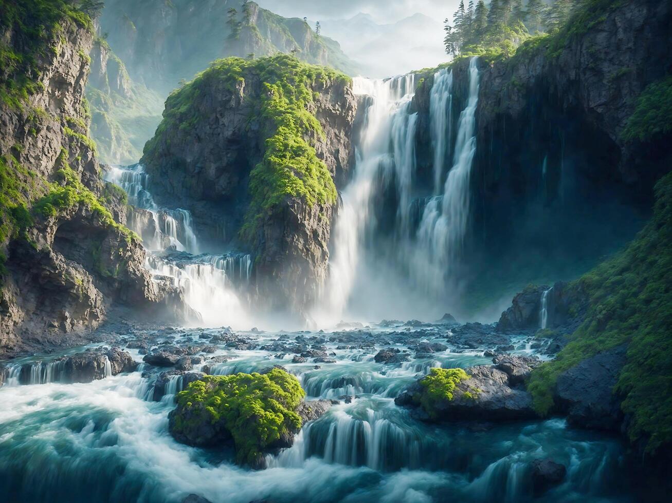 Landscape waterfall background photo