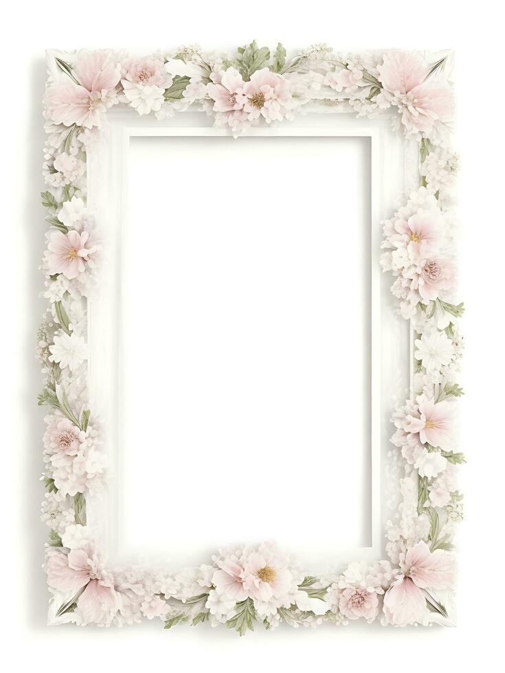 Free flower Border frame with watercolor Flower Ai generative photo