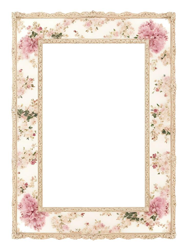 Free flower Border frame with watercolor Flower Ai generative photo