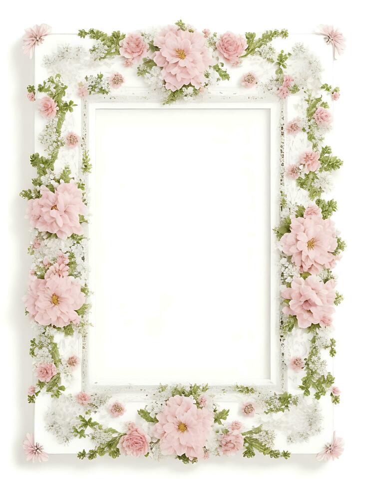 Free flower Border frame with watercolor Flower Ai generative photo