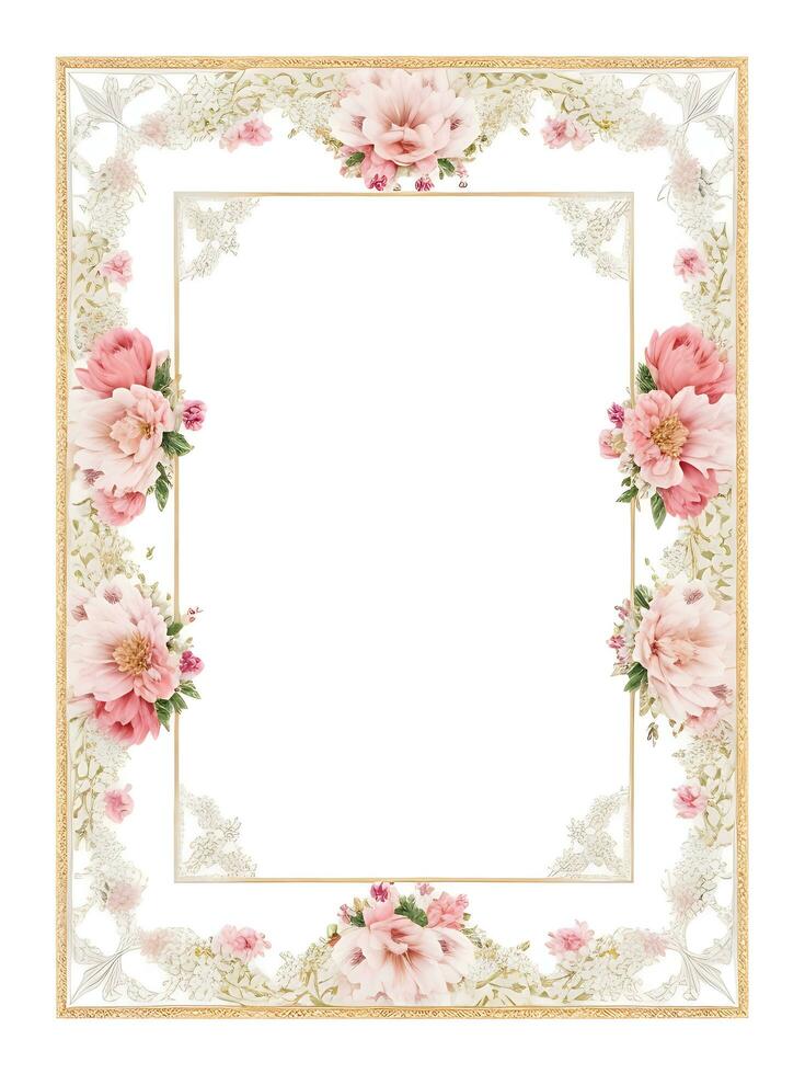 Free flower Border frame with watercolor Flower Ai generative photo