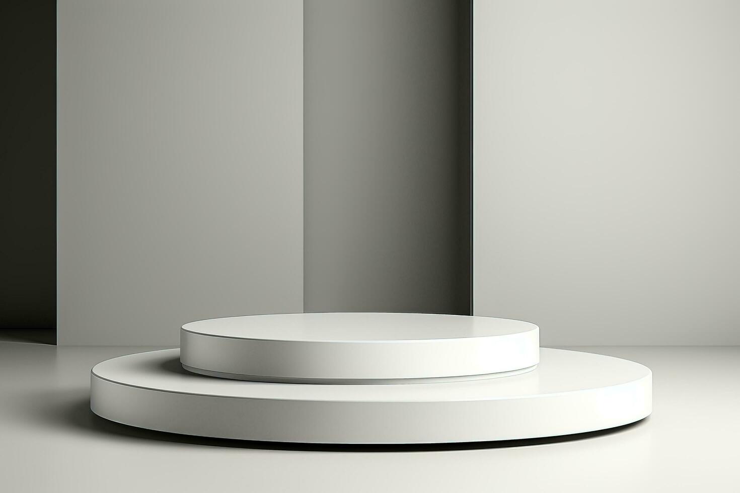 Minimalist white podium for product presentation 3D rendering photo