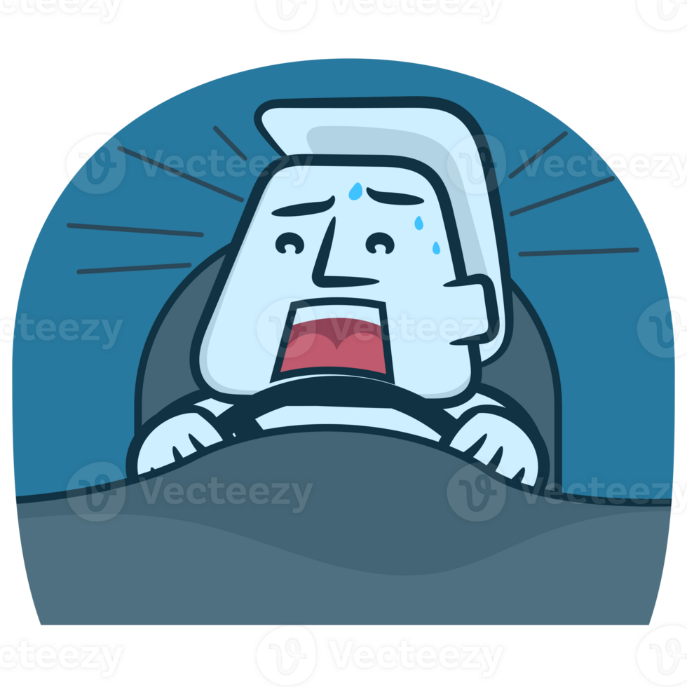 Frightened driving cartoon man gesture png