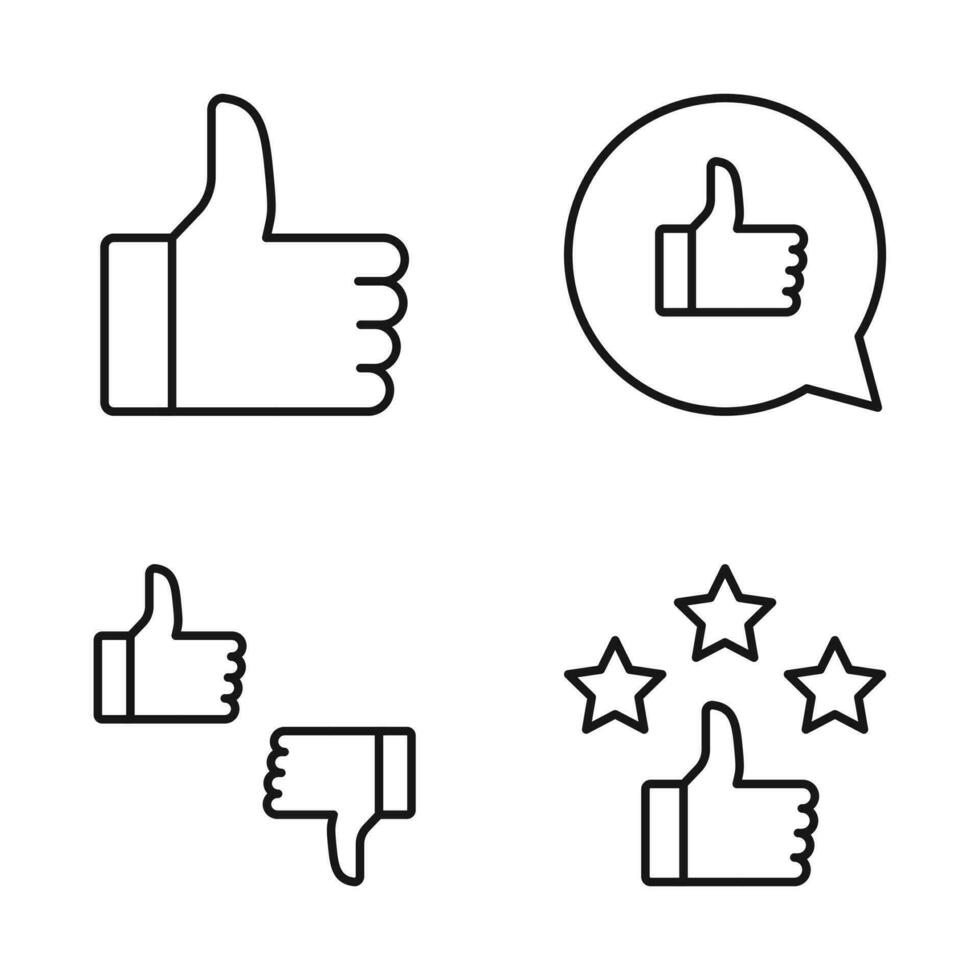 Editable Set Icon of Like Thumbs, Vector illustration isolated on white background. using for Presentation, website or mobile app