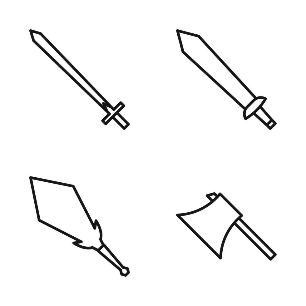 Editable Set Icon of Sword Weapon, Vector illustration isolated on white background. using for Presentation, website or mobile app