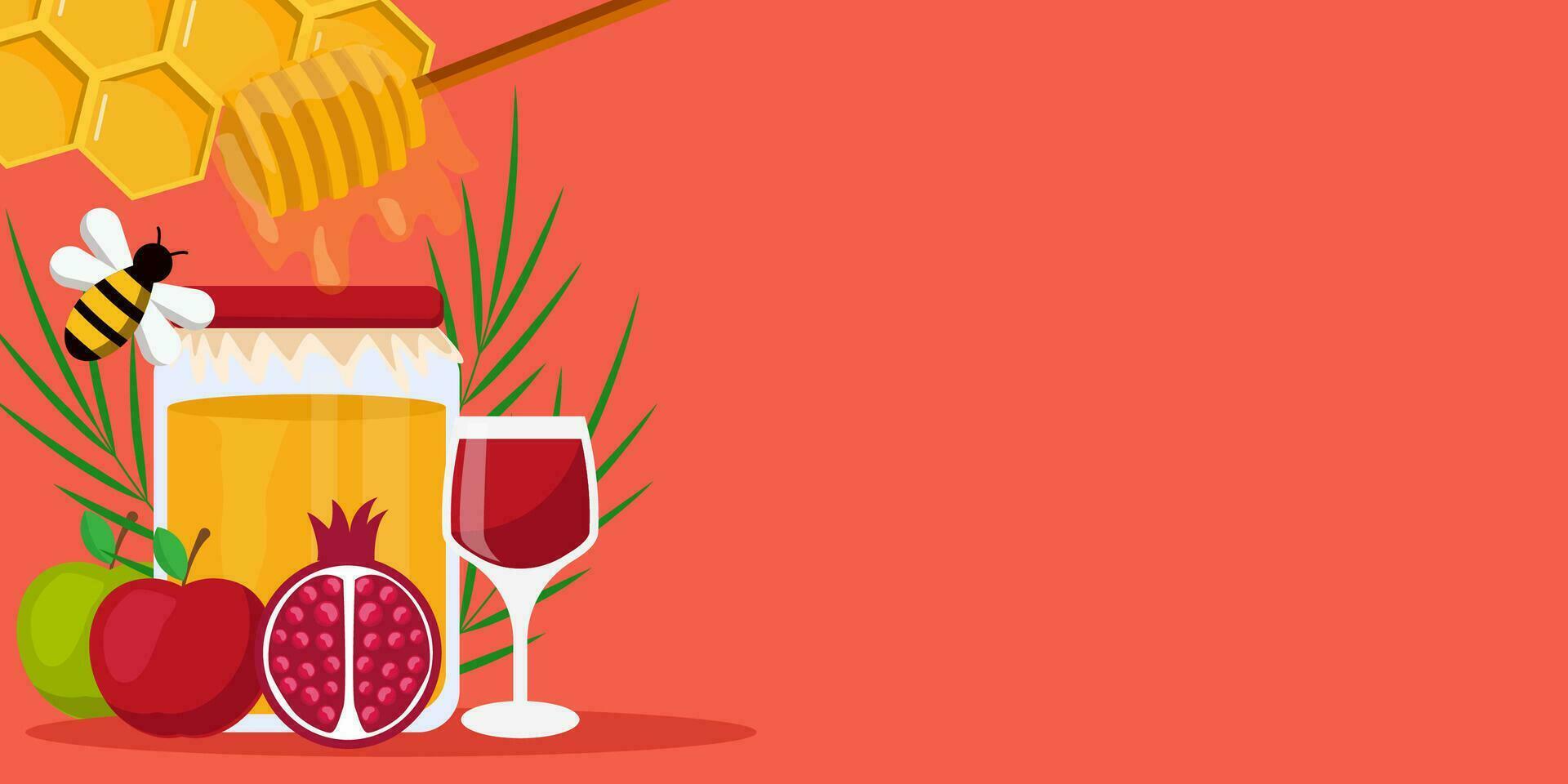 rosh hashanah background illustration with copy space area vector