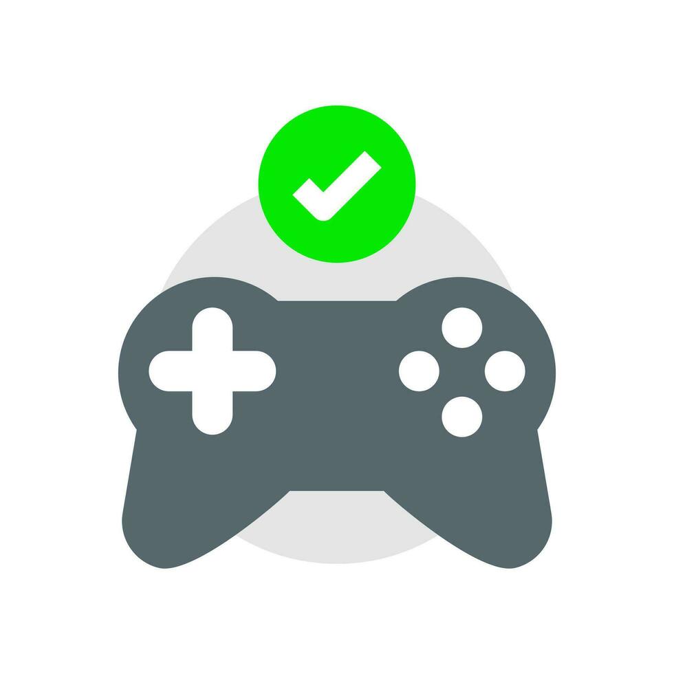 Game controller check mark, installed successfully concept illustration flat design vector eps10