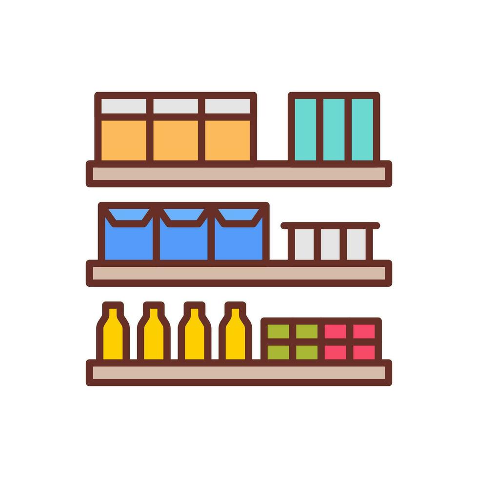 tienda de comestibles estantería icono en vector. ilustración vector