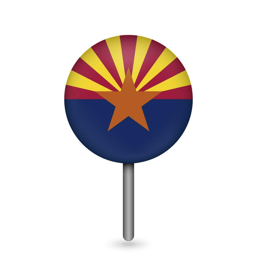 Map pointer with flag of Arizona. Vector illustration.