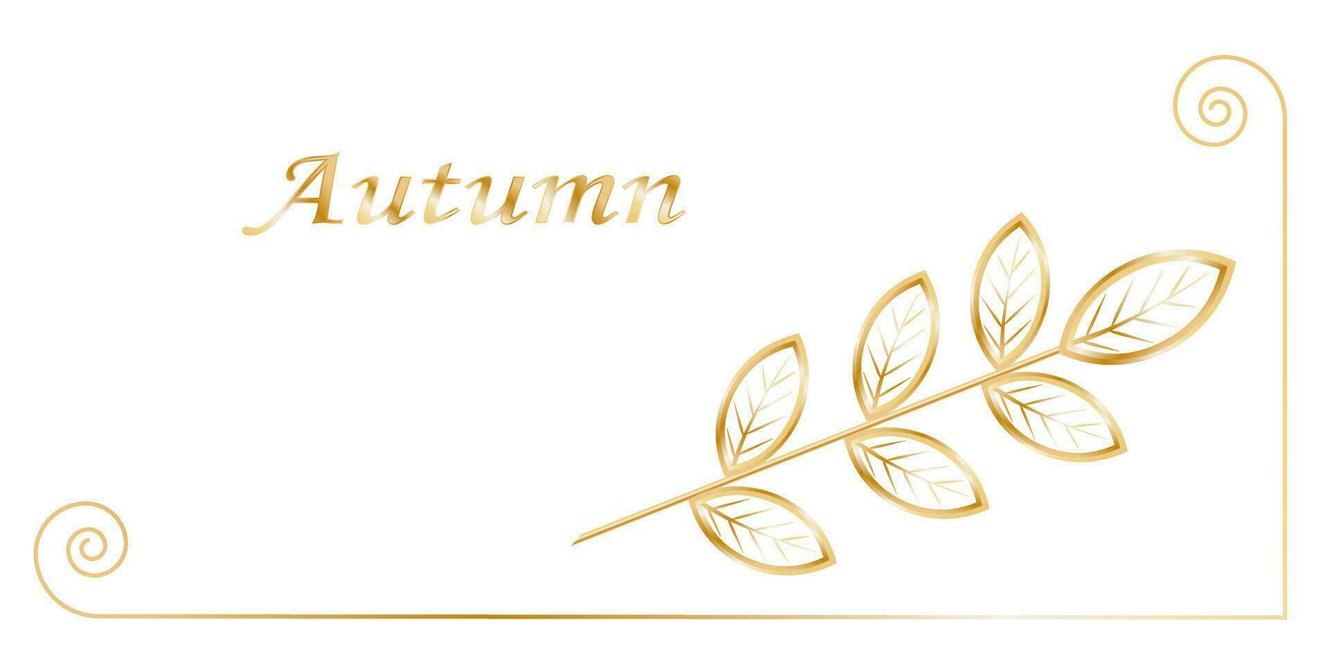 Autumn background autumn golden tree branch foliage on white background Vector EPS10