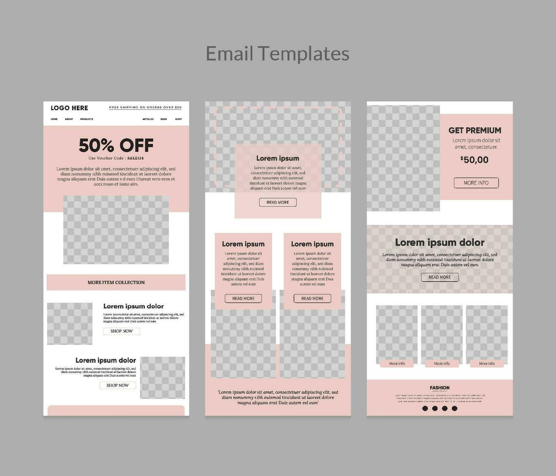 Email marketing newsletter template for fashion promotion business vector