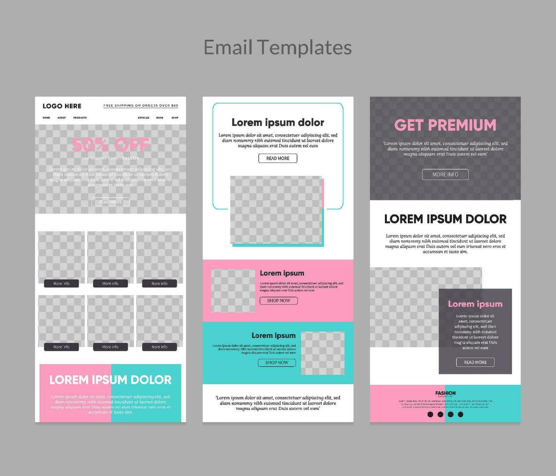 Email marketing newsletter template for fashion promotion business vector