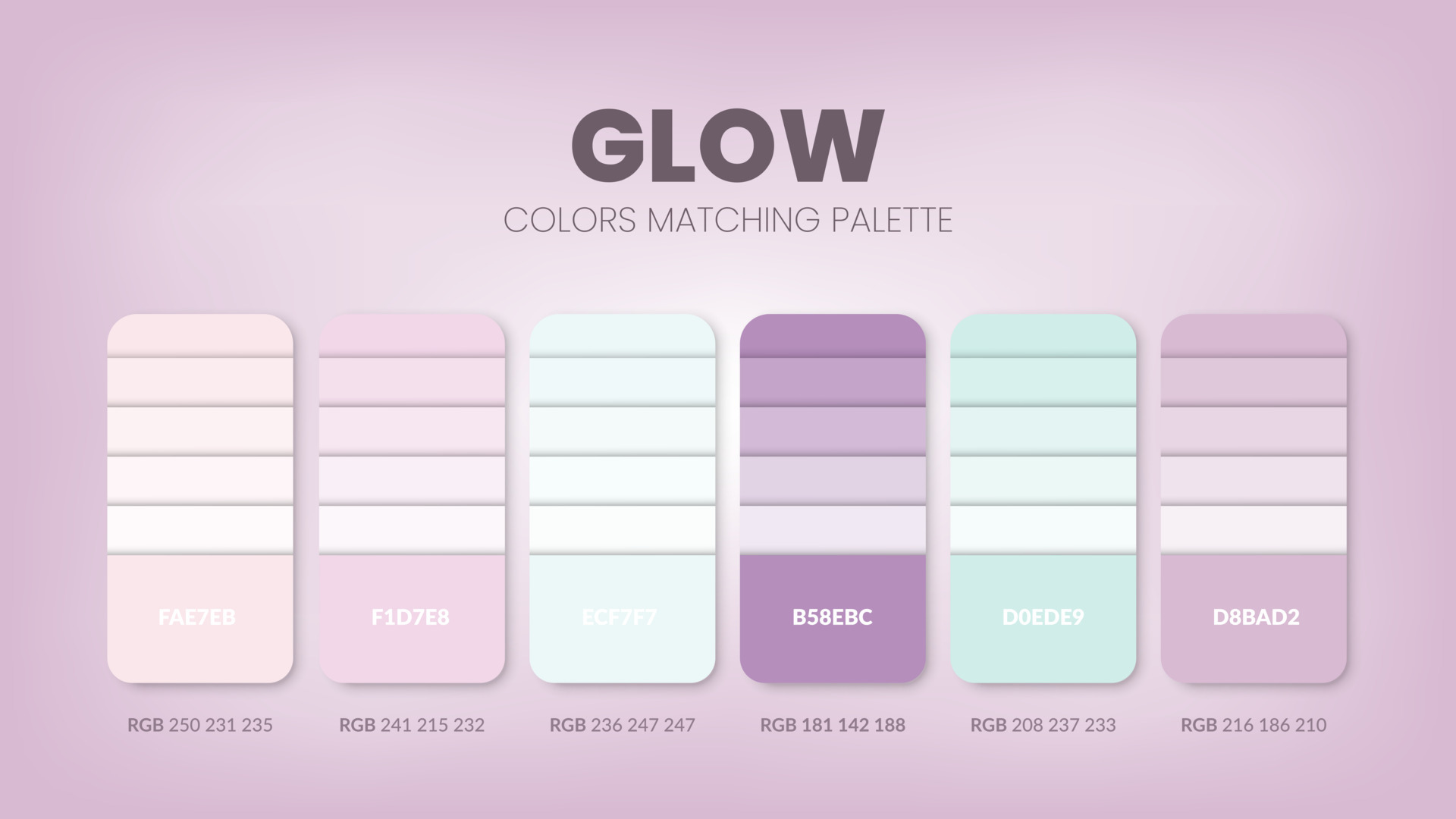 Color palette in a Glow colour theme collections. Color scheme or