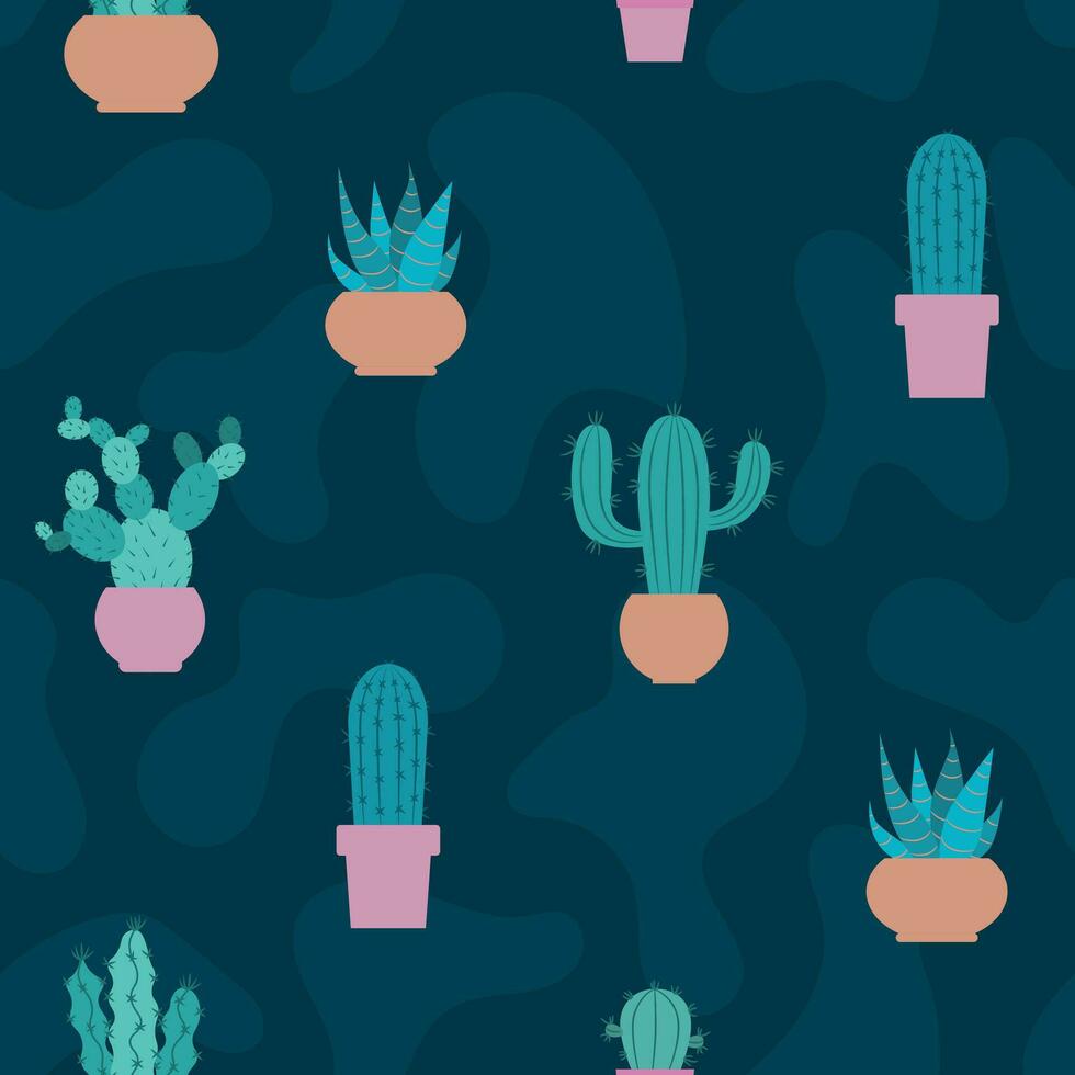Vector pattern with cacti.