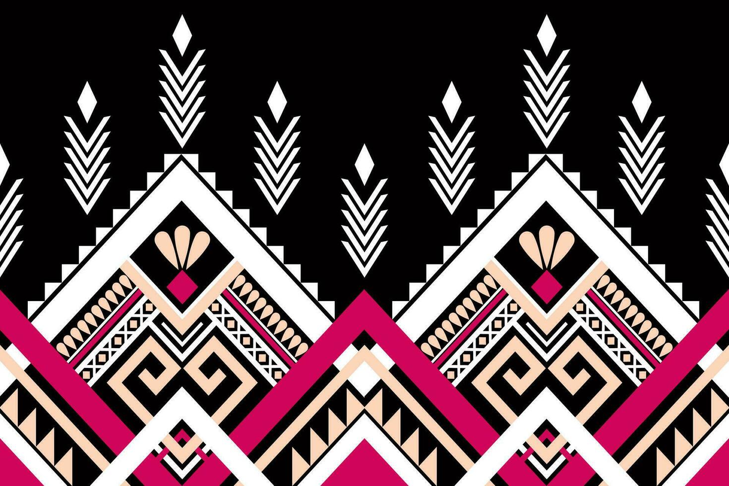 ethnic geometric seamless pattern. Geometric dark black background. Design for fabric, clothes, decorative paper, wrapping, textile, embroidery, illustration, vector