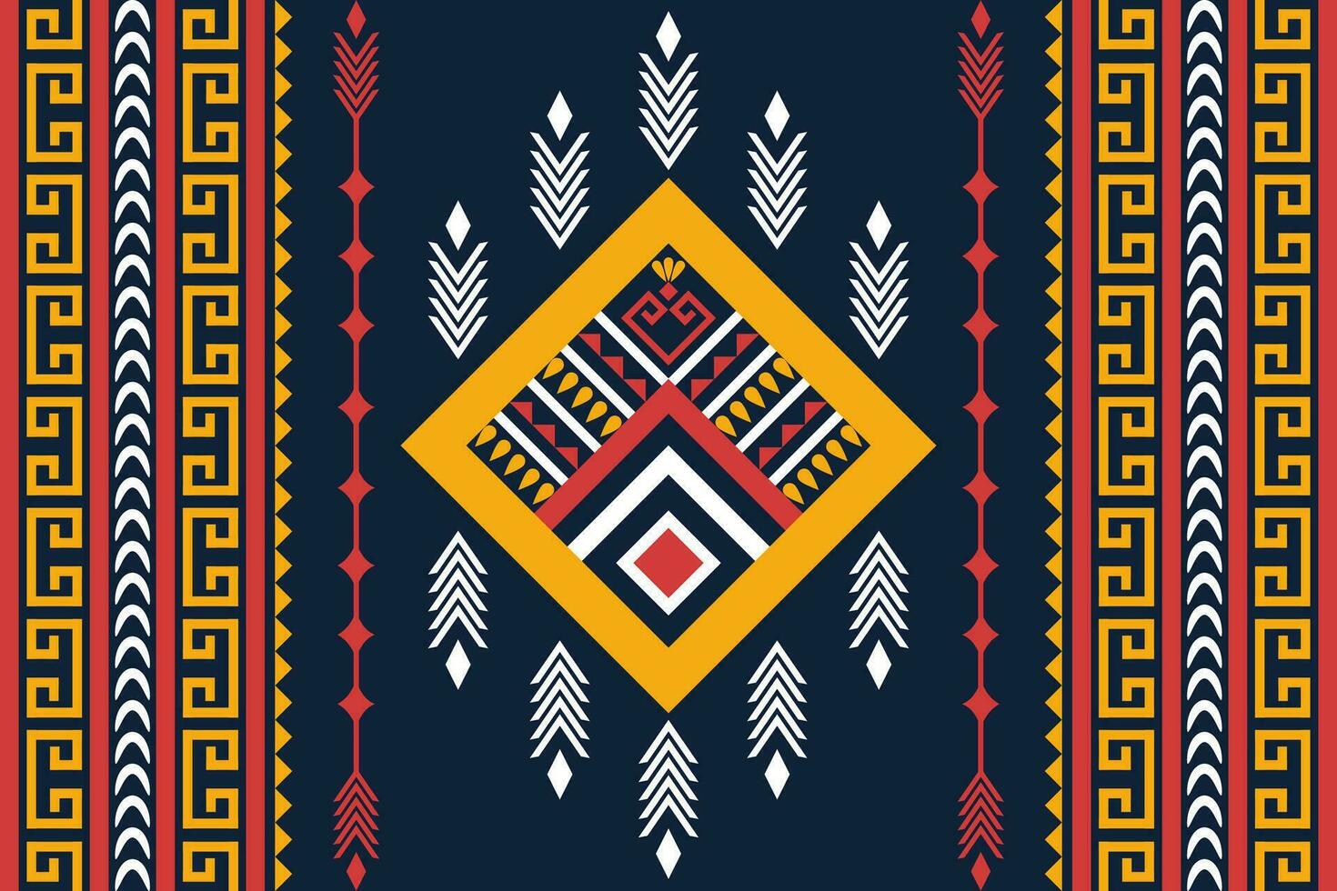 ethnic geometric seamless pattern. Geometric dark black background. Design for fabric, clothes, decorative paper, wrapping, textile, embroidery, illustration, vector, tribal pattern vector