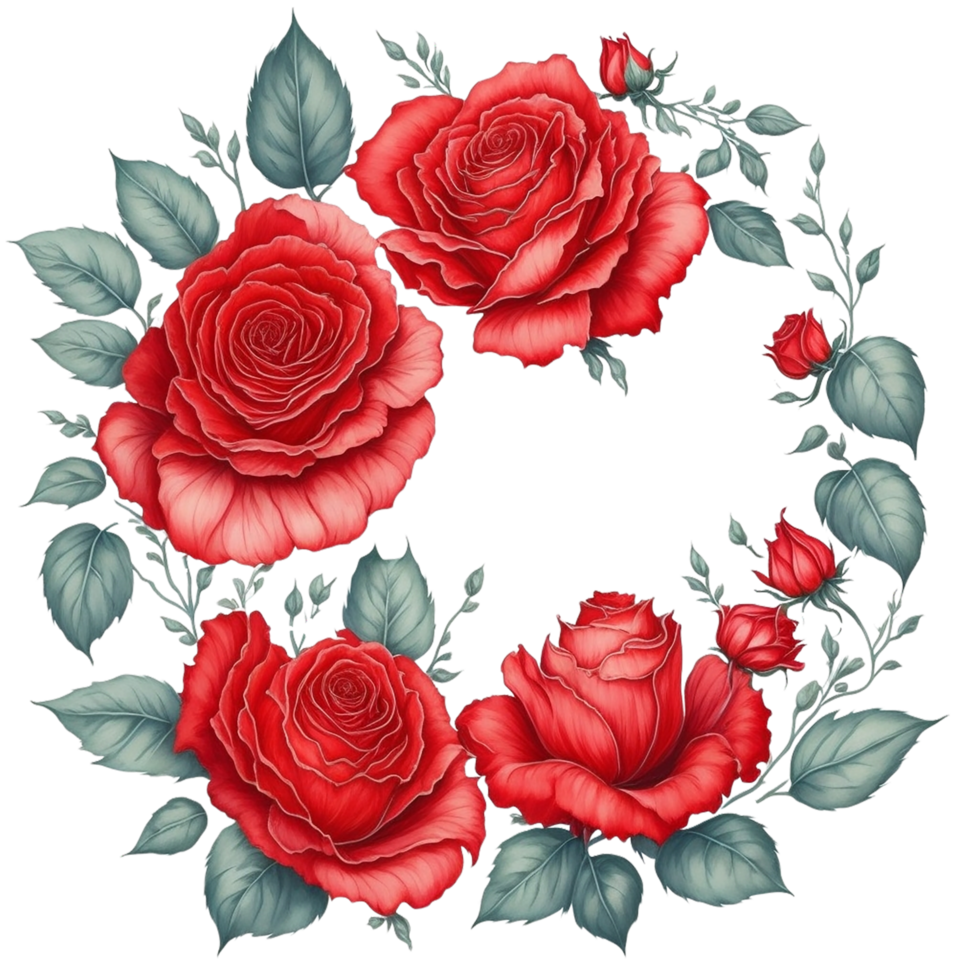 Flower Bouquet Watercolor Clipart ,Watercolor rounded frame, AI Generated png