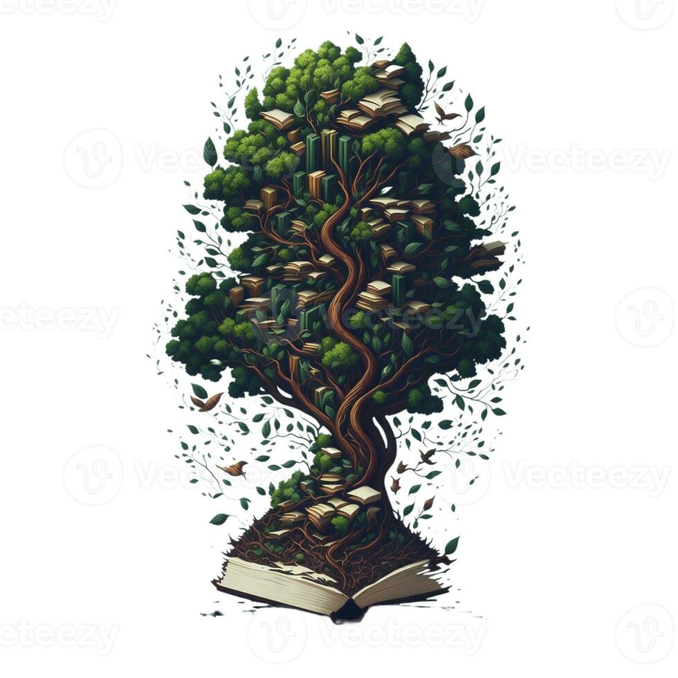 tree of knowledge with books instead of leaves photo