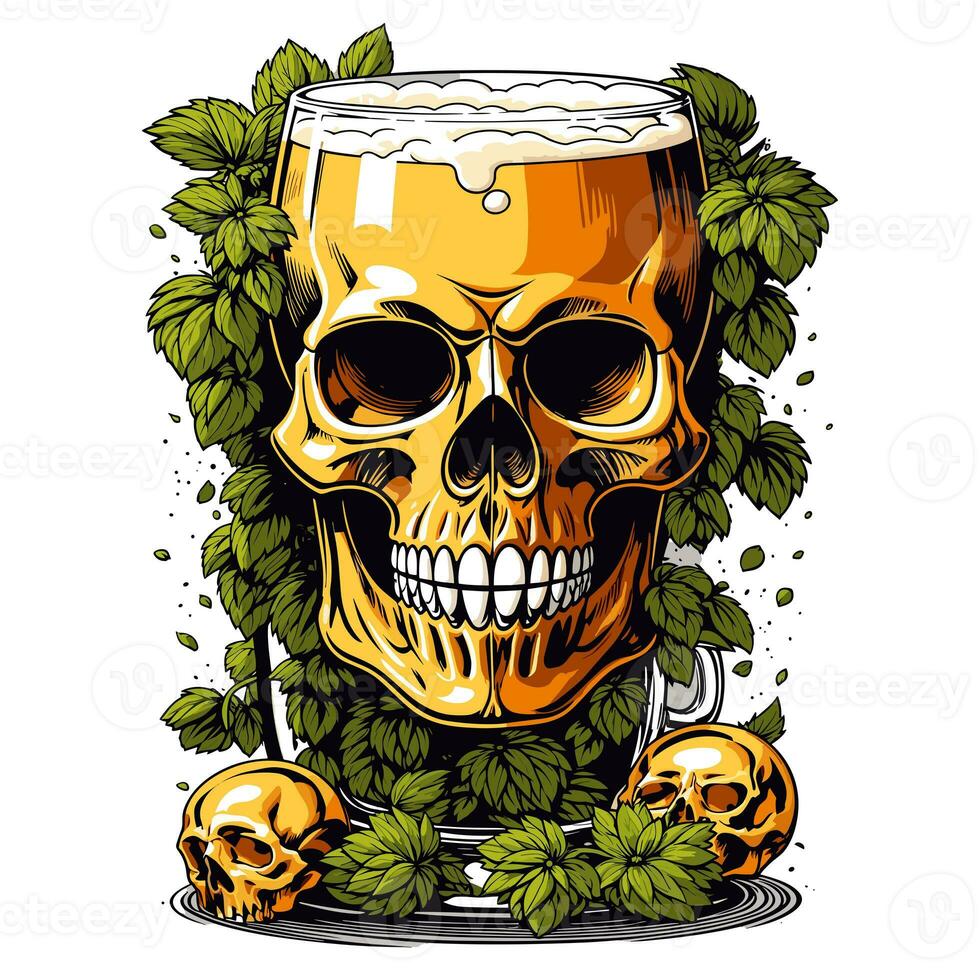 brown beer in a large skull mug photo