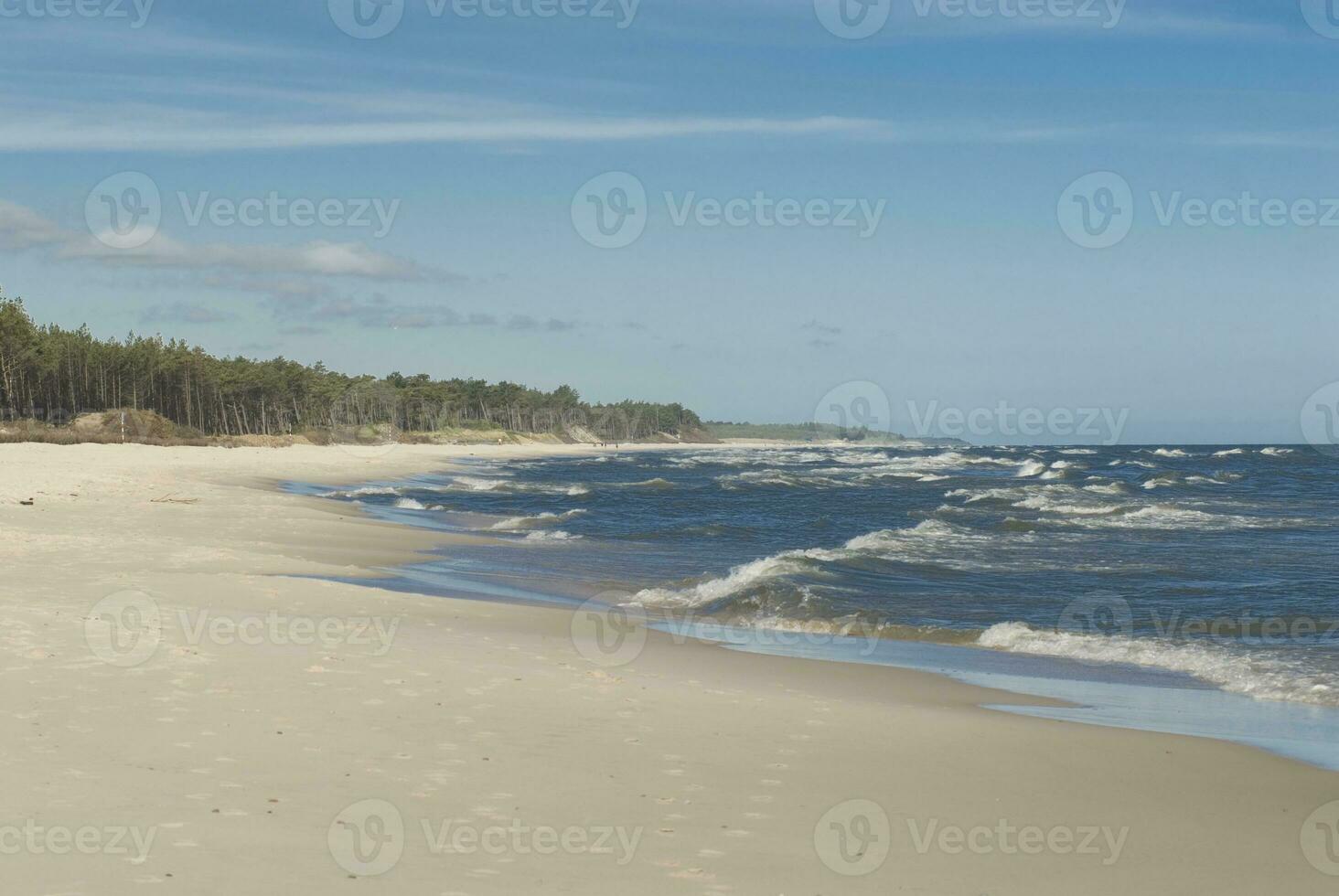 landscape of the blue Baltic sea in Poland and the beach on a sunny warm day photo