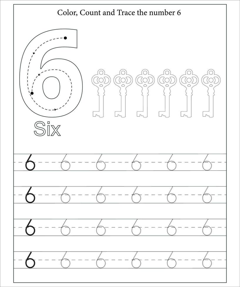 Number Tracing, Number Tracing Worksheet, Math workbook for kids vector
