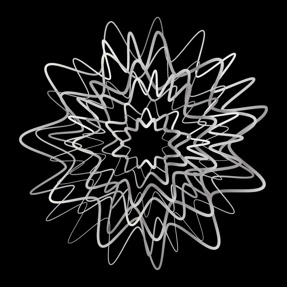 Silver star symbol snowflake on black background Vector EPS10
