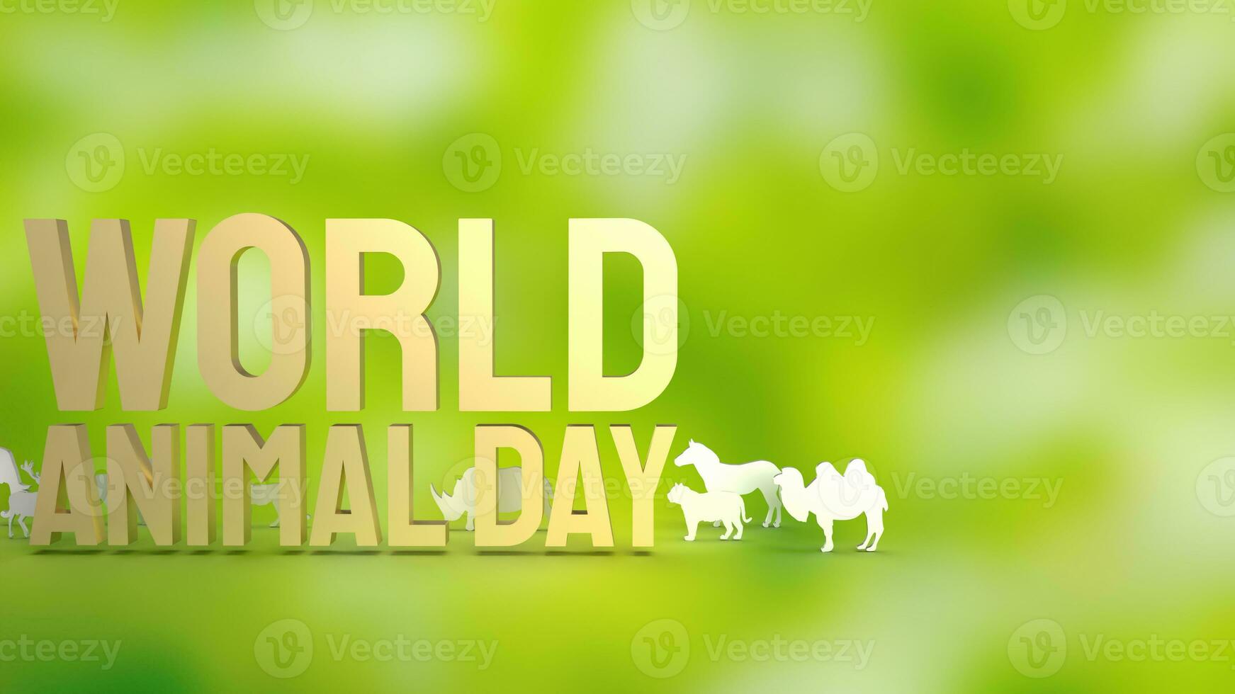 The animal plate and text for  World Animal Day concept 3d rendering photo