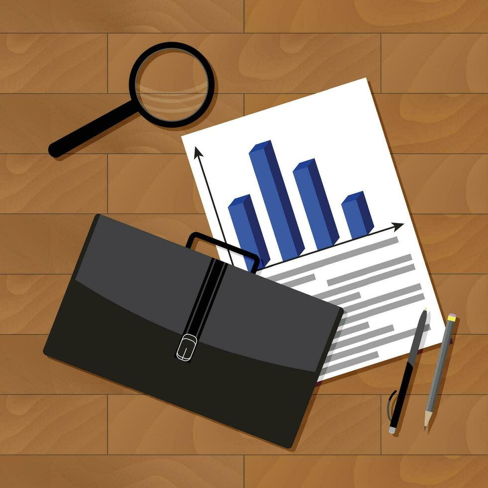 Business statistics top view. Statistics business concept, business presentation chart, vector illustration