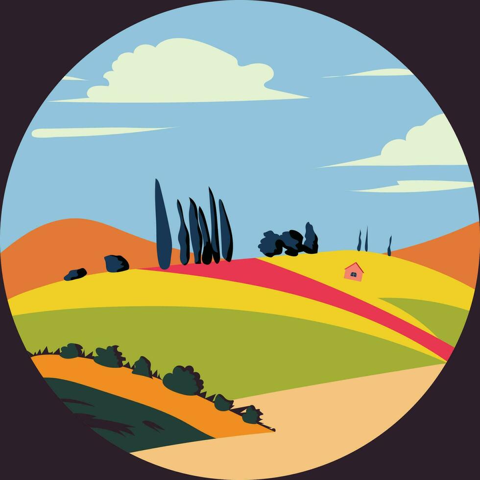 paisaje campestre ver plano popular Arte ilustración vector