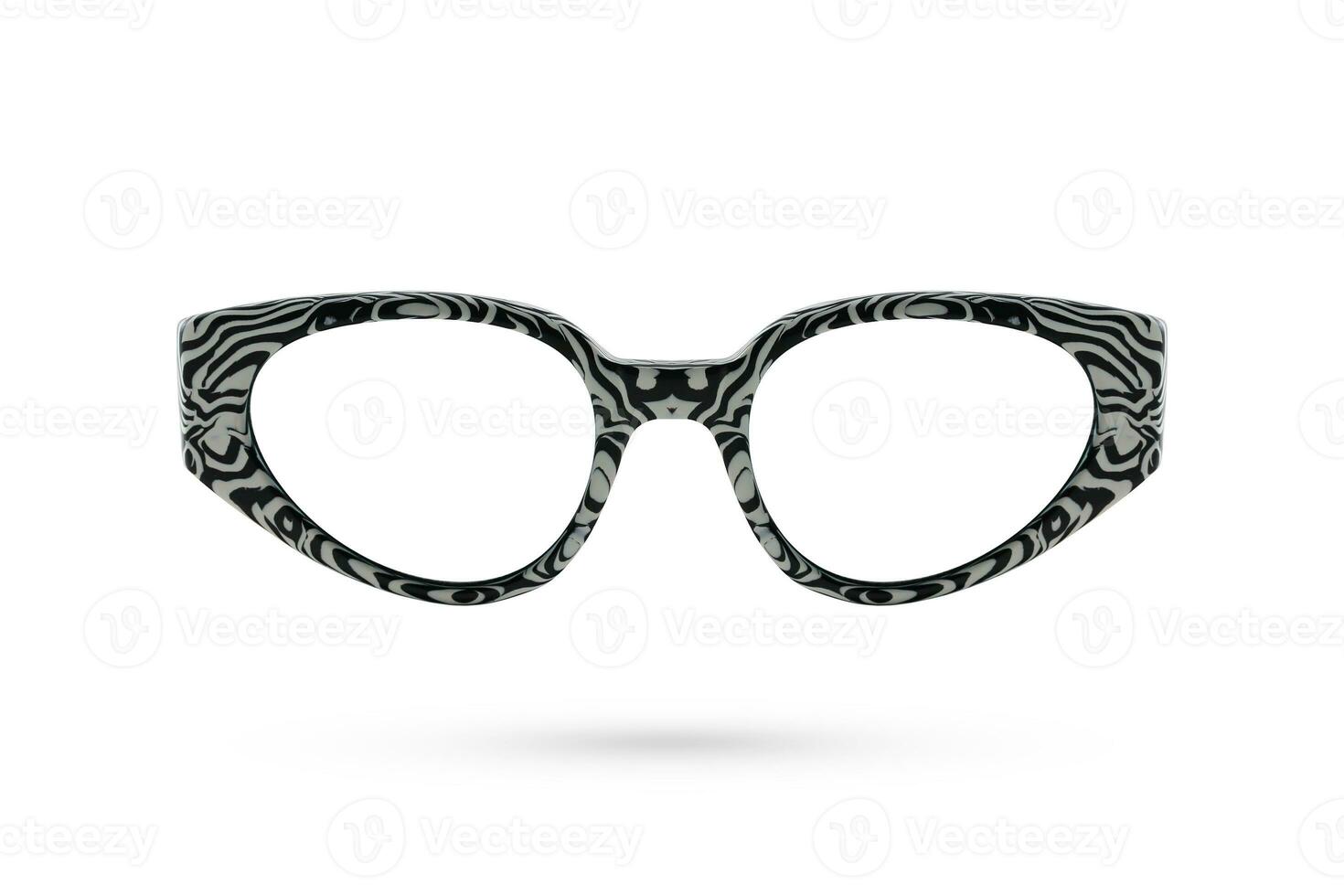 Fashion glasses zebra style plastic-framed isolated on white background. photo