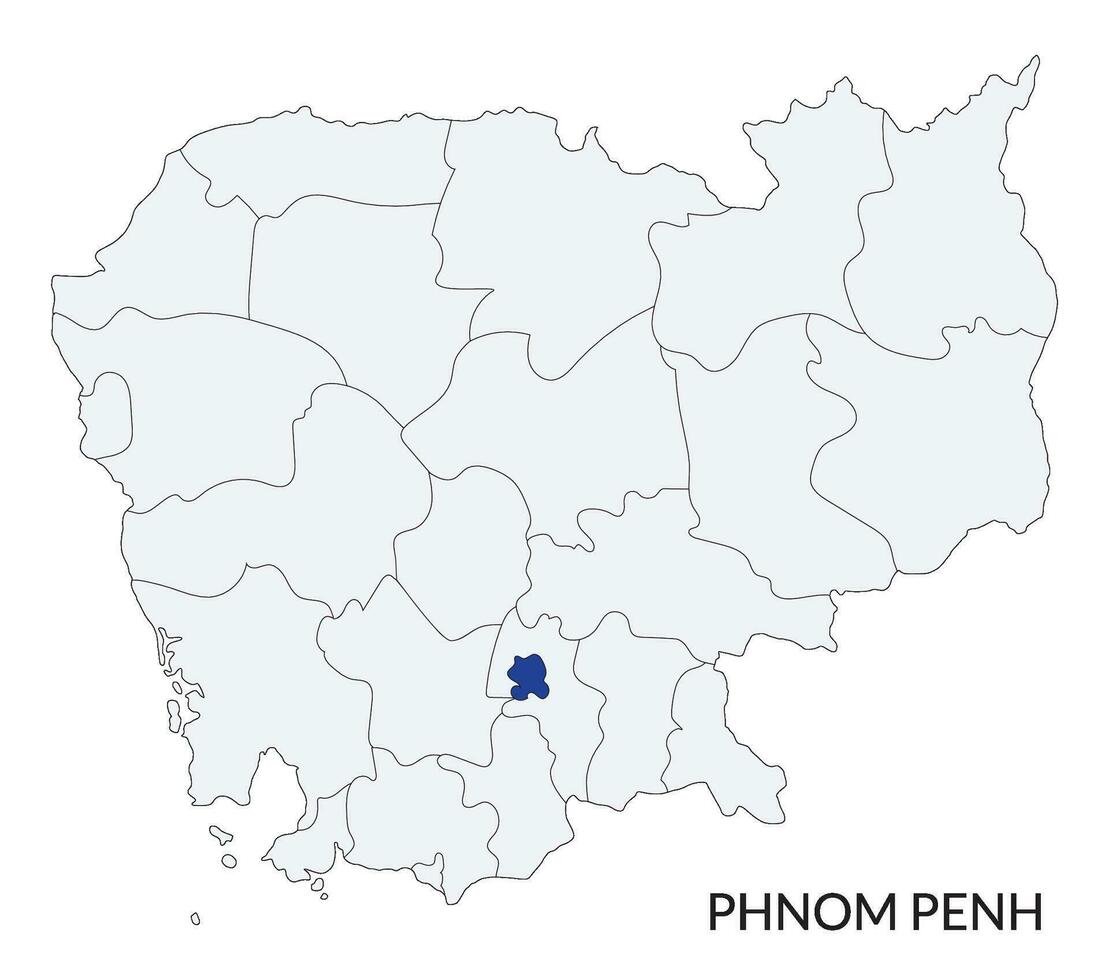 Cambodian city Phnom penh map, Phnom Penh map vector