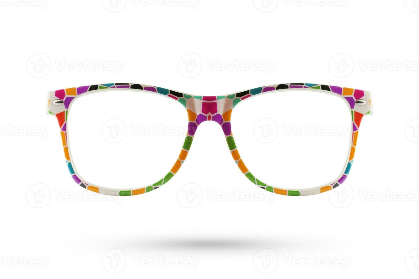 Fashion rainbow glasses style plastic-framed isolated on white background. photo