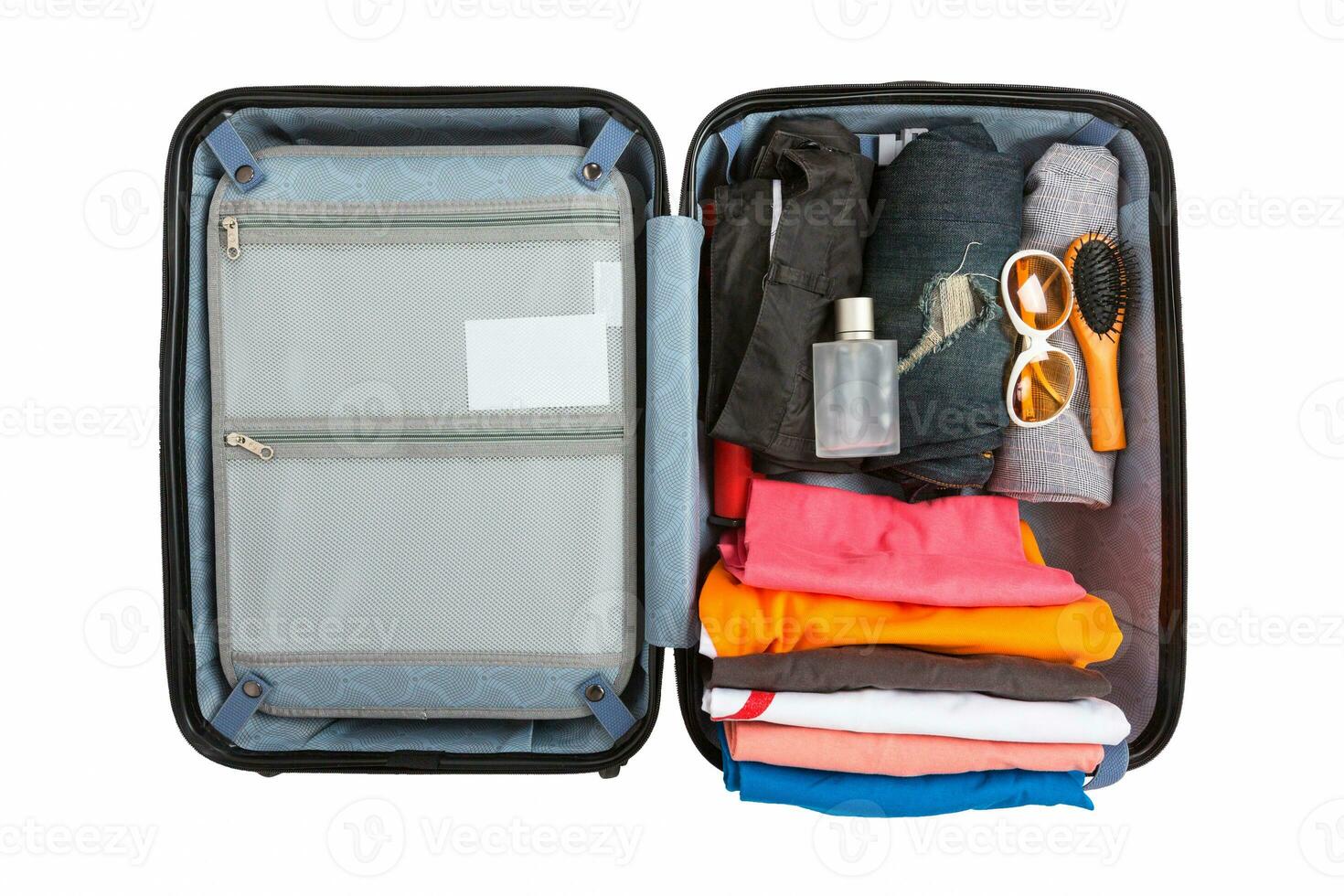 Luggage travel trip bag isolated white background. photo