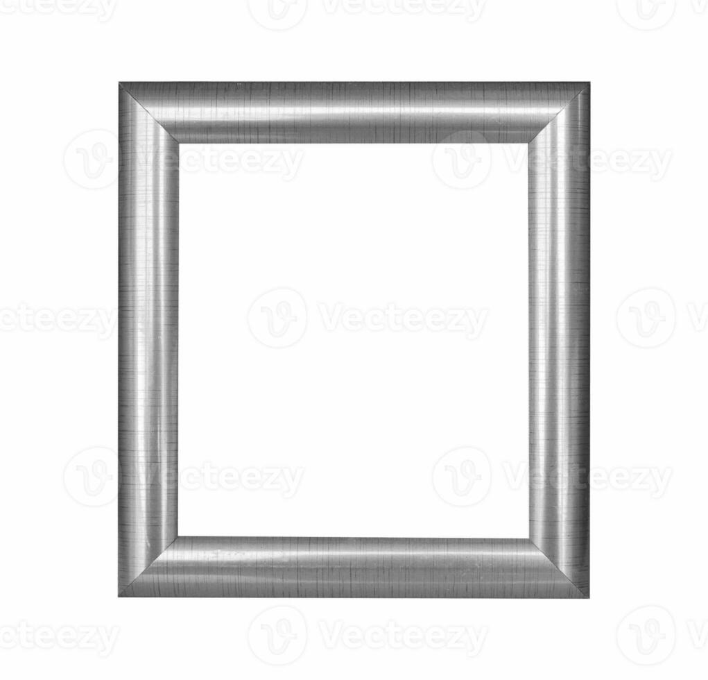 Wooden Silver frame vintage isolated background. photo