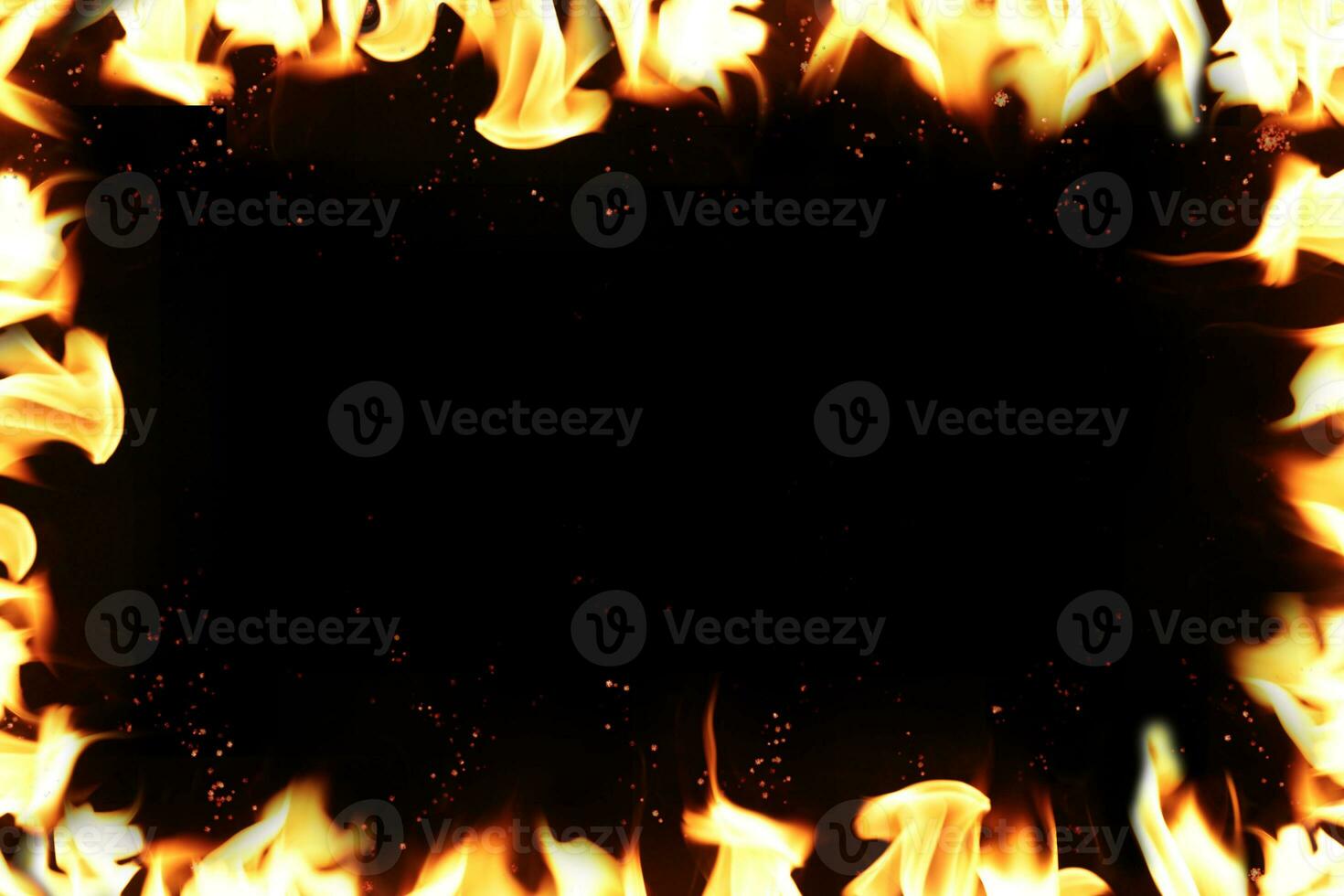 Hot temperature fire frame background. photo