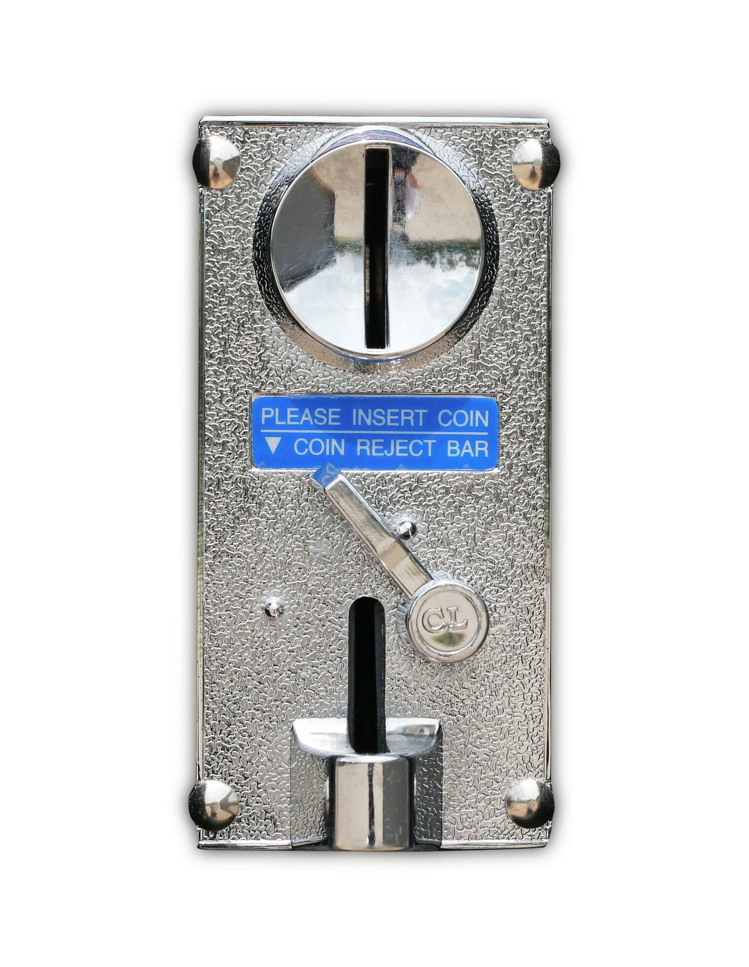 Close up metal coin slot of vending machine. 27287173 Stock Photo at