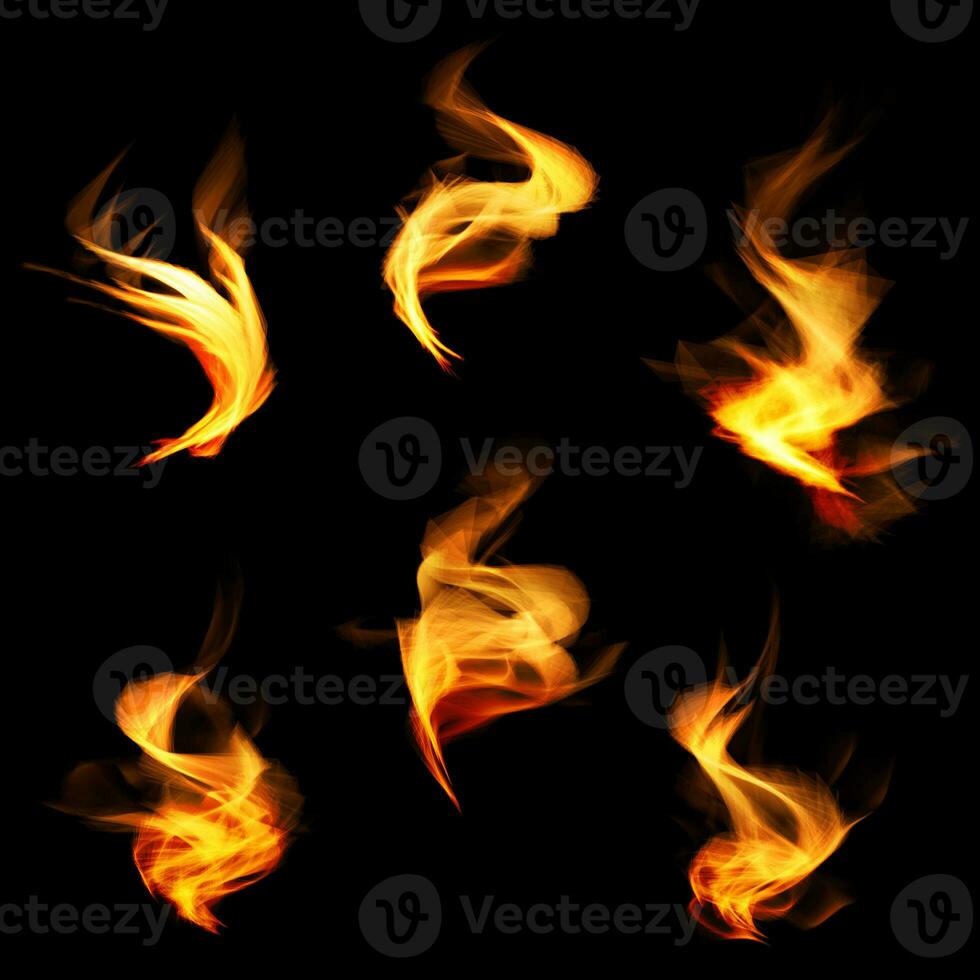 Fire frames sets isolated black background photo