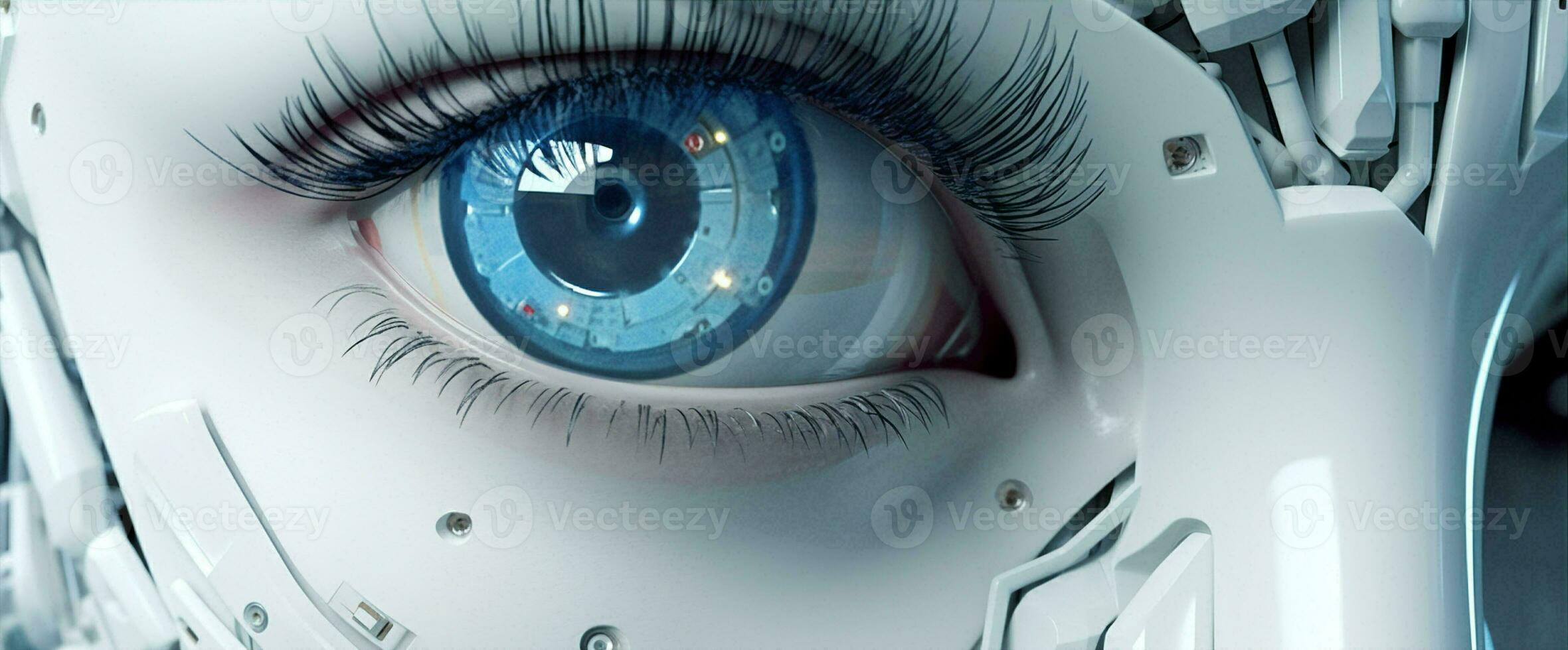 Woman technology female beauty vision eye up close-up face human healthy closeup futuristic robotic photo