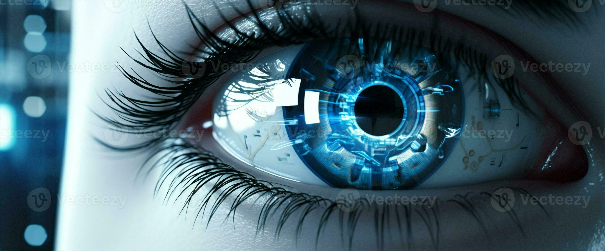 Woman technology robotic eye photo