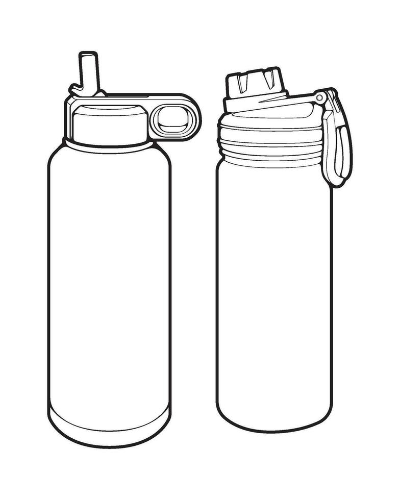 Set off tumbler bottle line art style, tumbler bottle, tumbler bottle illustration, Vector Line, bottle illustration, Modern bottle, Bottle concept, tumbler bottle line art for training